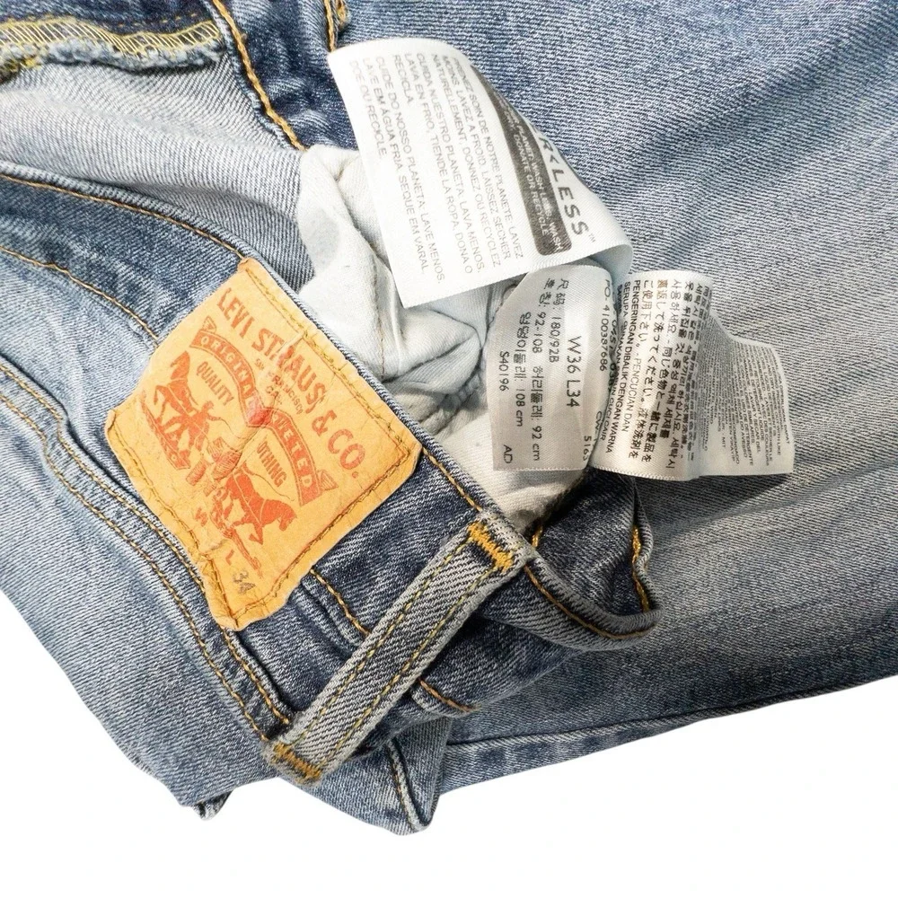 Levis 514 Blue‎ Jeans Mens 36x34  Regular Fit Straight Leg Cotton Denim Levi's